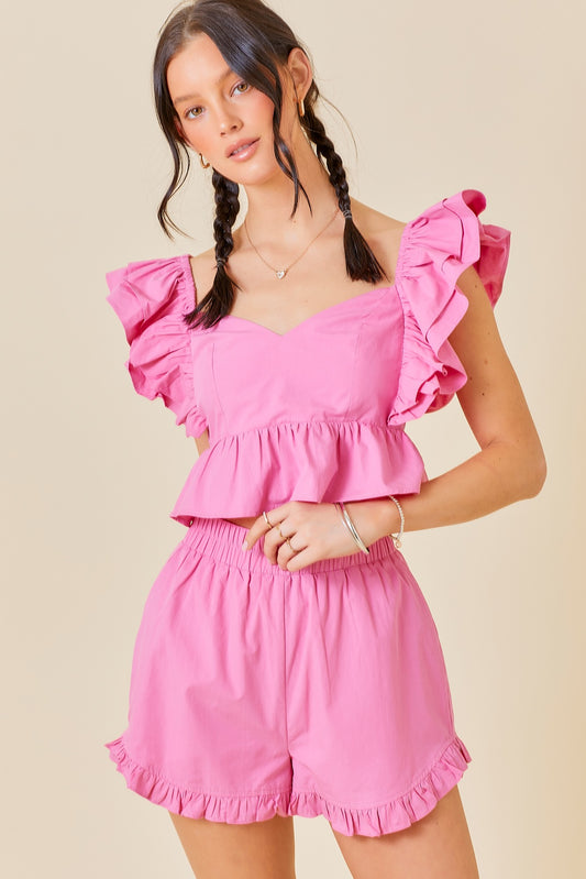 Sophie Cropped Double Ruffle Top