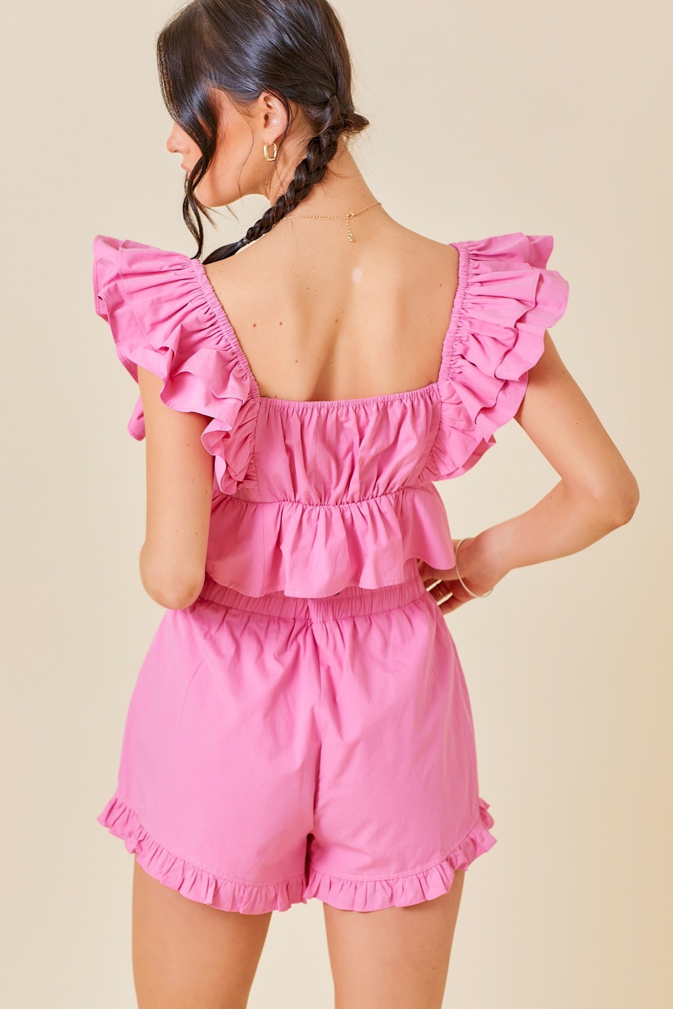 Sophie Cropped Double Ruffle Top