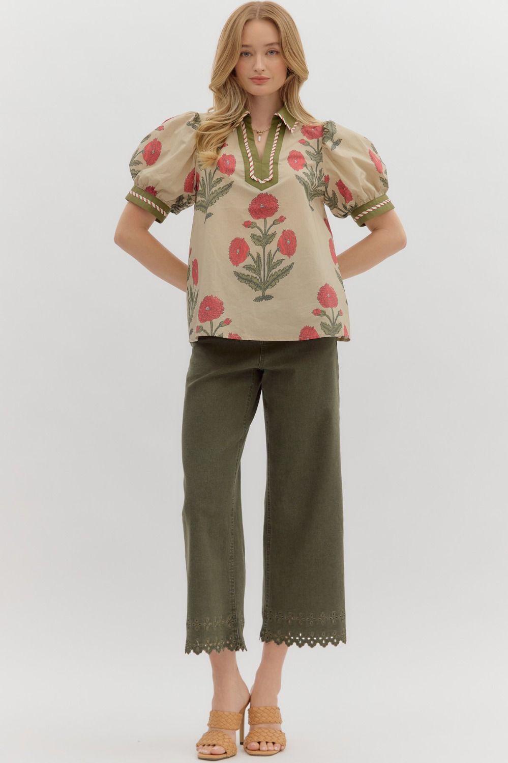 Flower Puff Sleeve Top