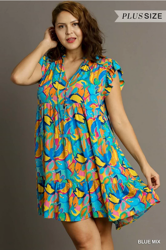Alaina Abstract Print Curvy Dress