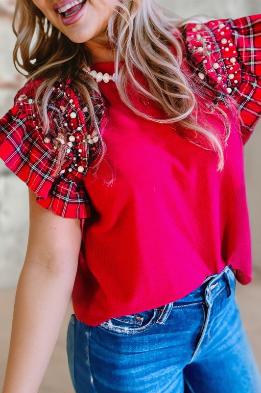 Noel Plaid Top