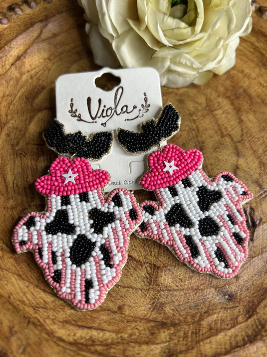 Boujee Cowgirl Ghosts Beaded Earrings