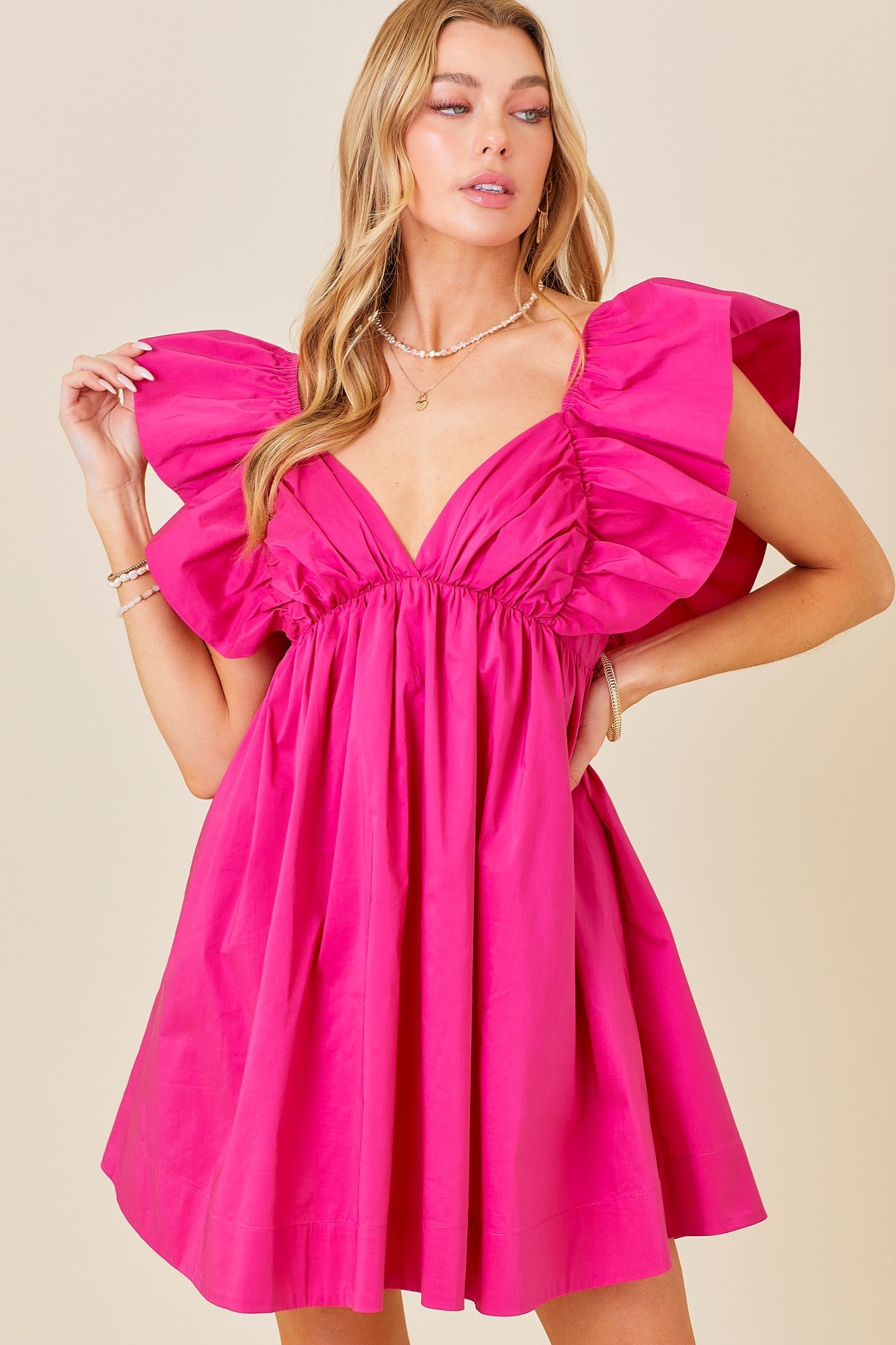 Paige Ruffle Poplin Dress