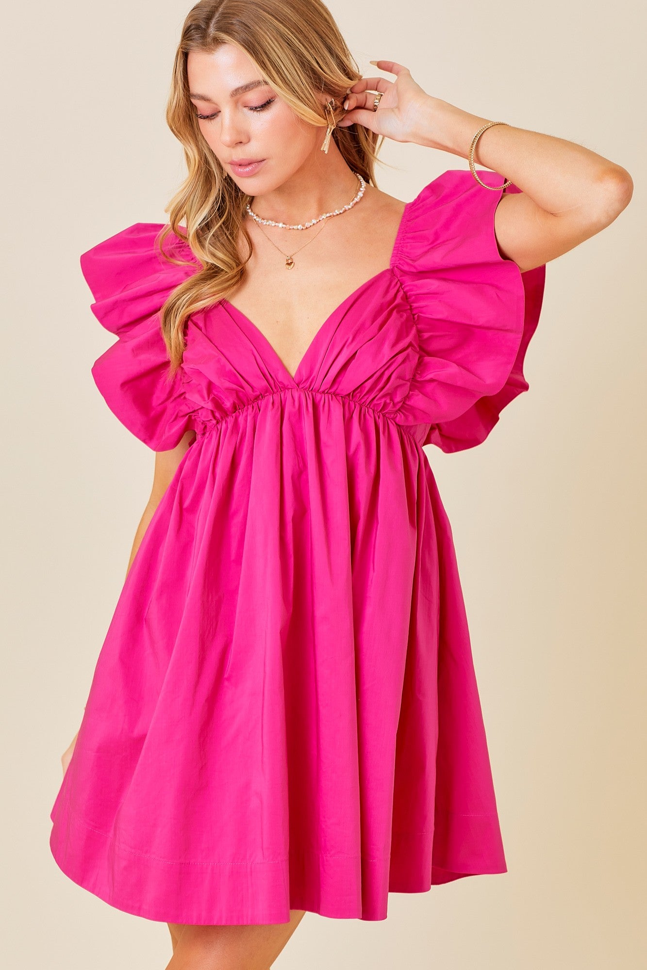 Paige Ruffle Poplin Dress