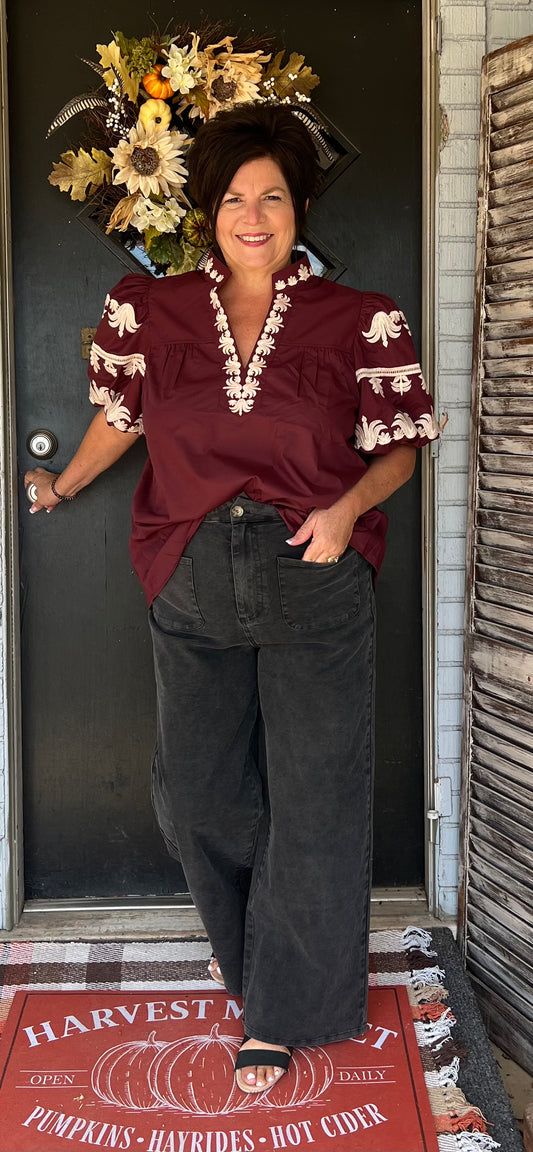 Jasmine Embroidered Curvy Top