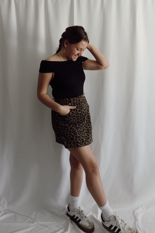 Leopard Denim Skort