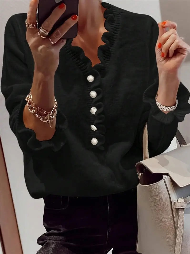 Detailed Ruffle Sweater