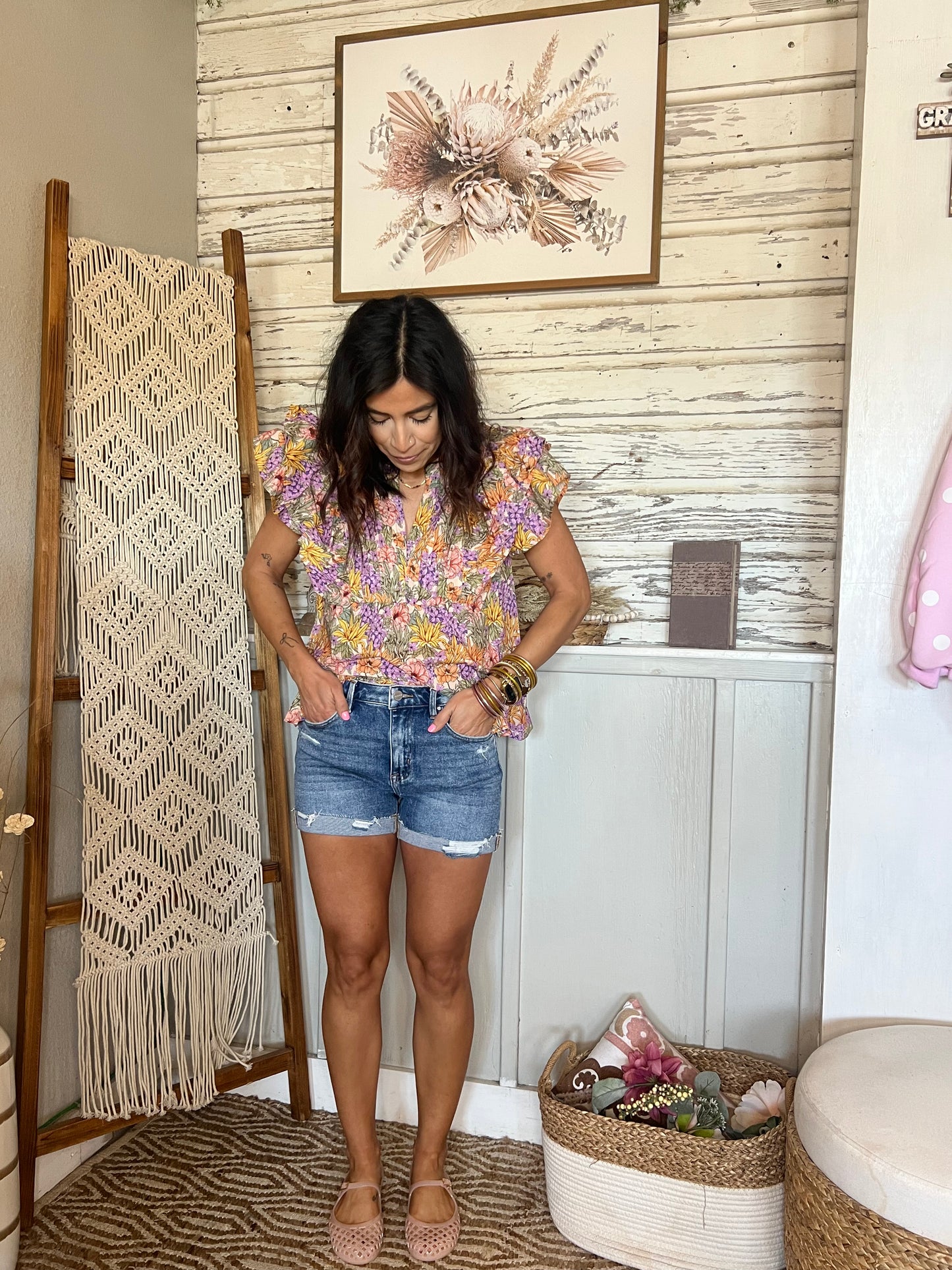 Reagan Mid Rise Denim Shorts