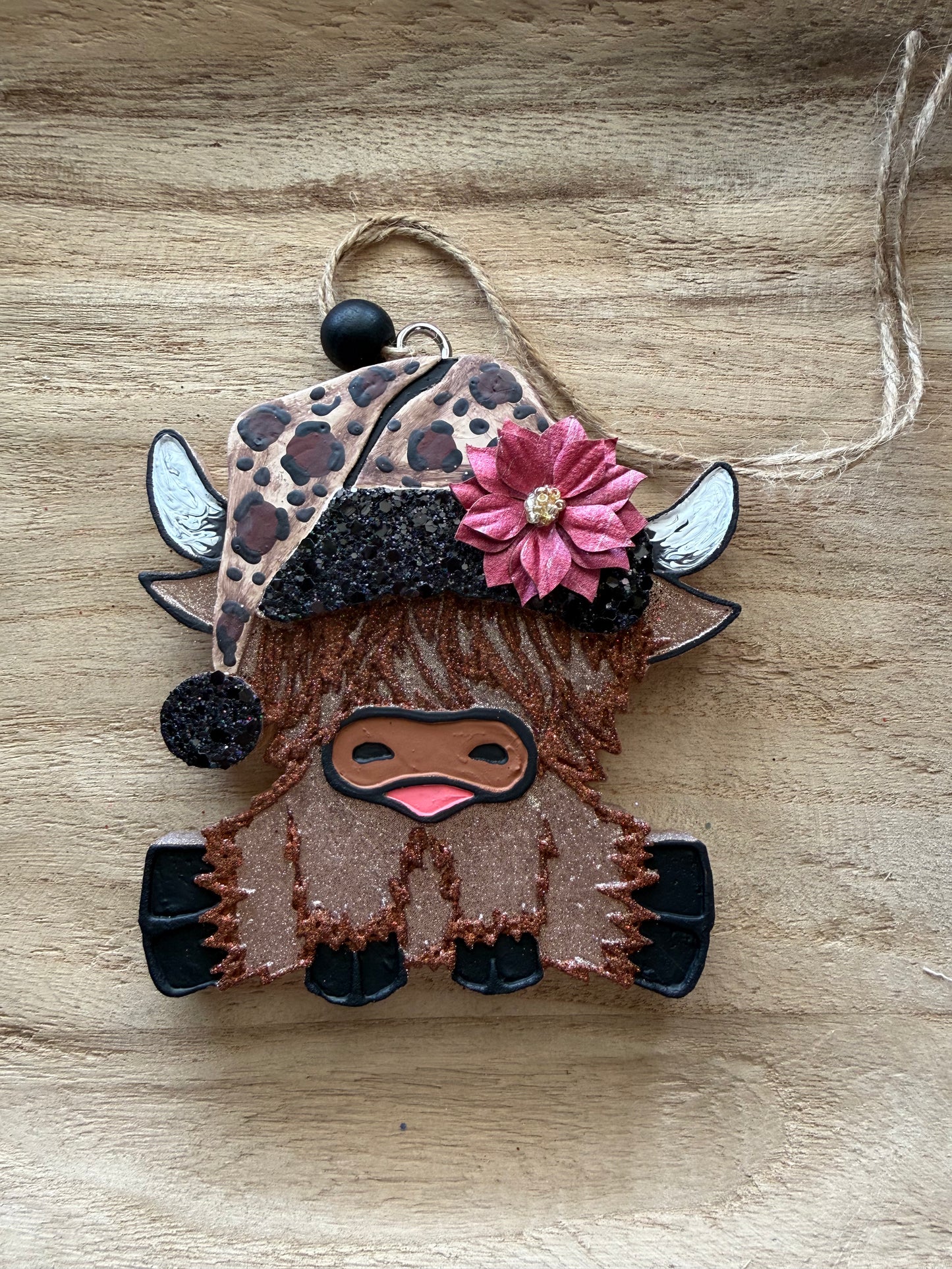 Leopard Santa Hat Cow Freshie