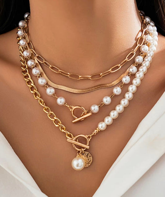 Luxe Layered Pearl Necklace Set