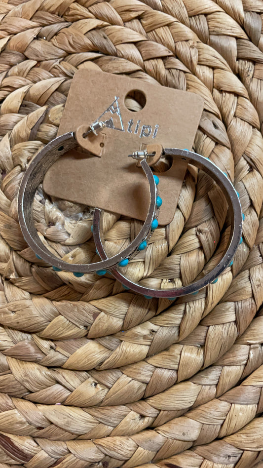 Aztec Gemstone Hoop Earrings