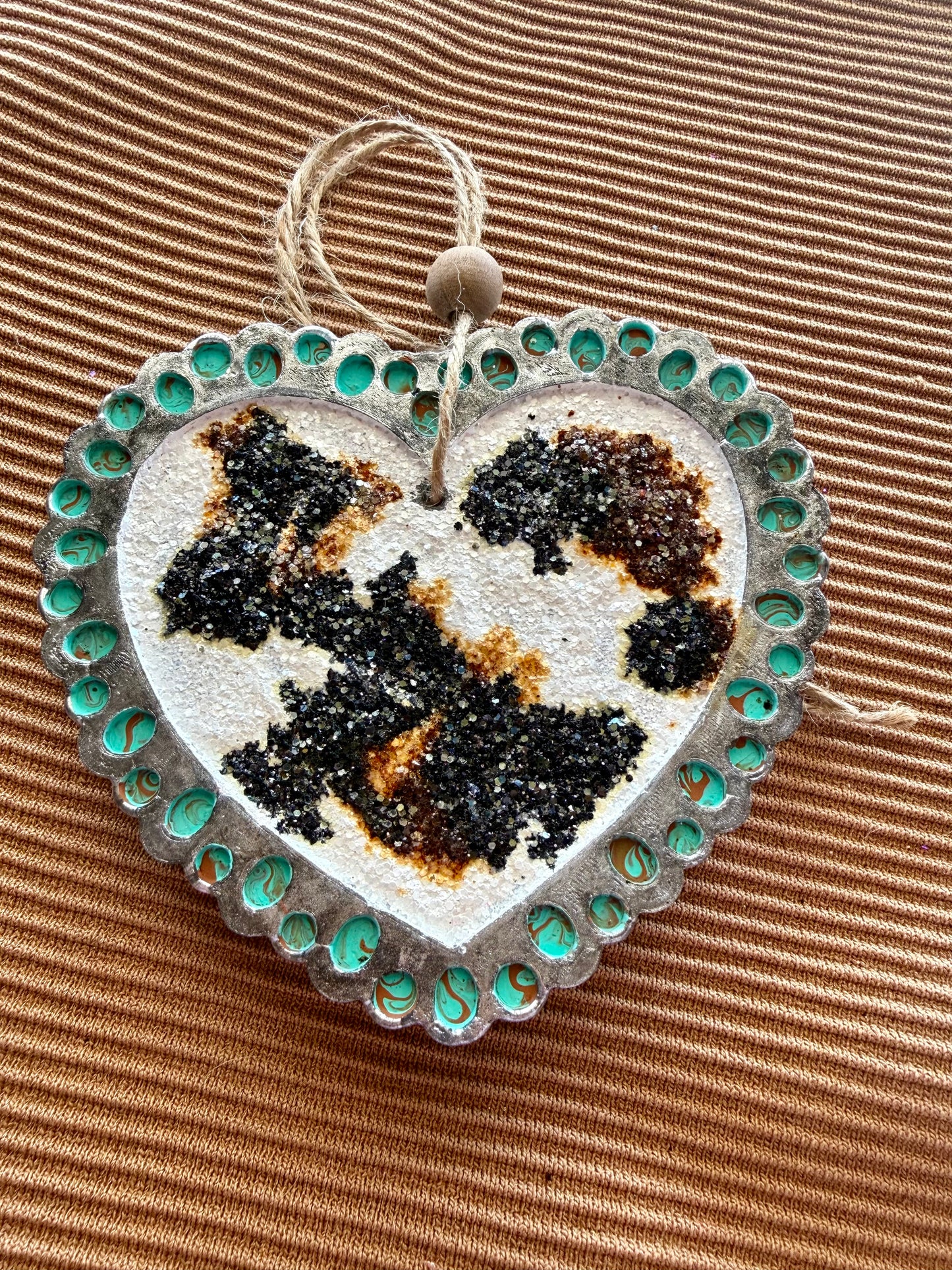 Turquoise and Cow Print Heart
