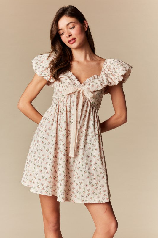 Springtime Ruffle Sleeve Mini Dress