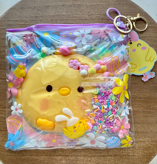 Easter Chick Squishy Keychain with Sprinkles