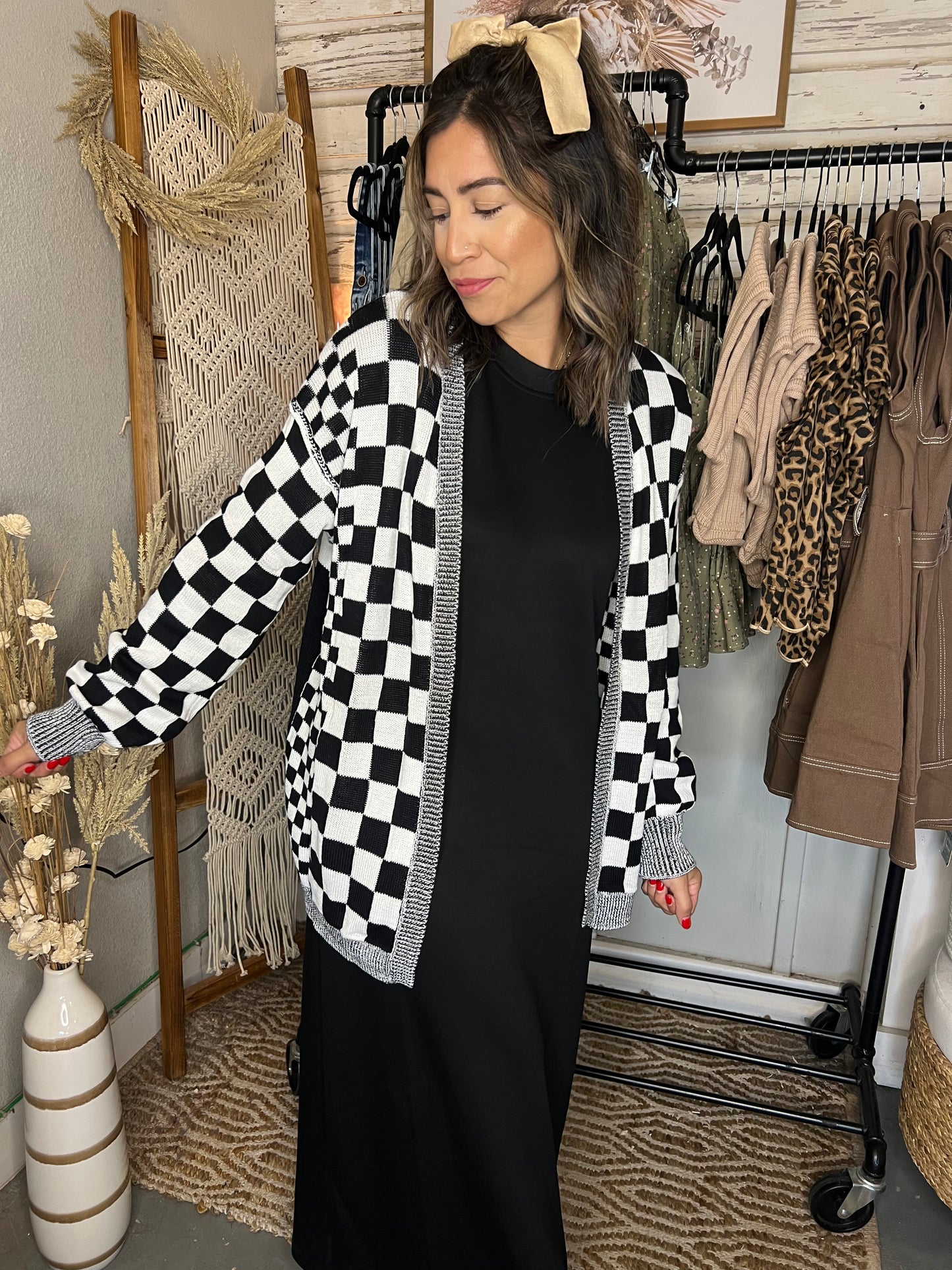 Sally Checkered Cardigan