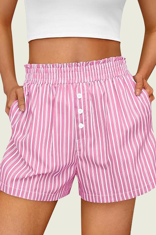Pinstripe High Waisted Shorts