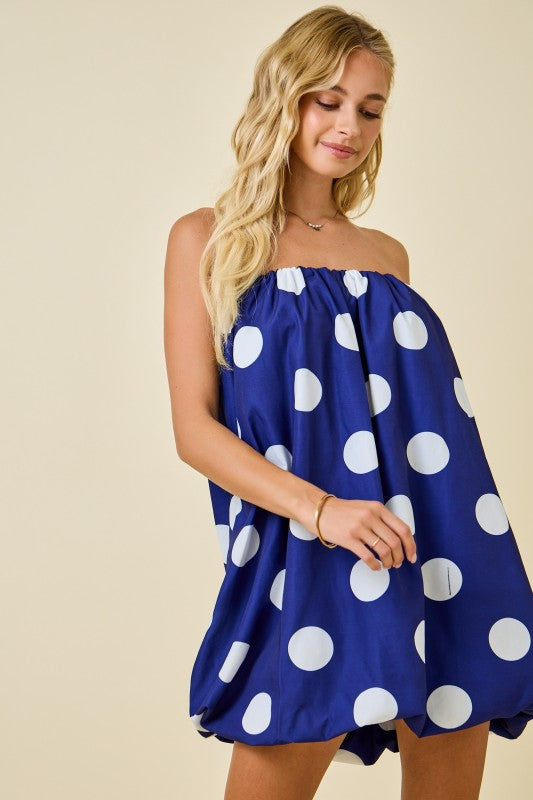 Polka Dot Strapless Mini Dress
