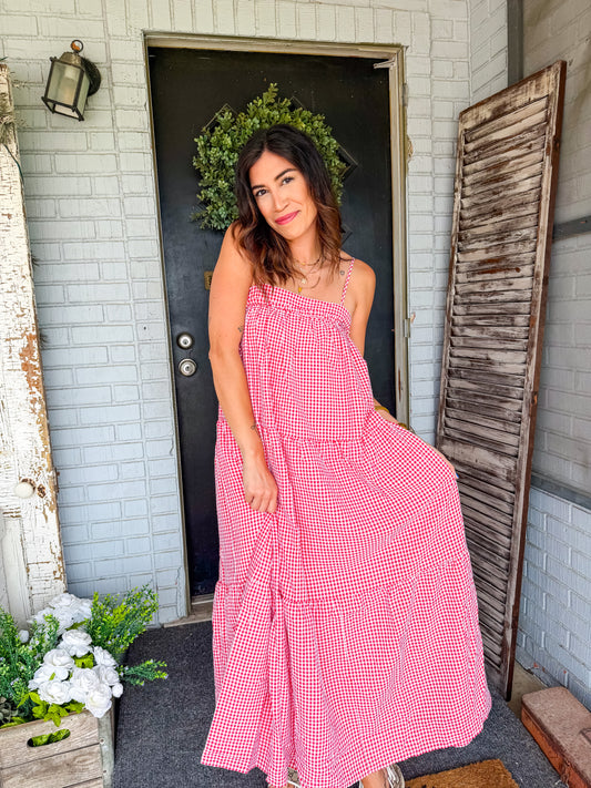 Kerry Gingham and Bow Maxi Dress