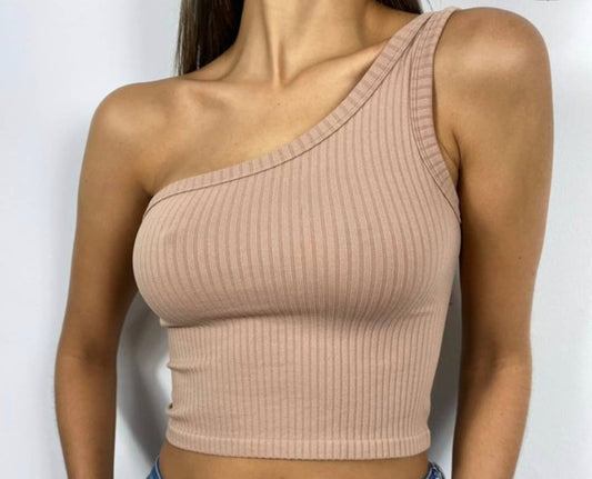 One Shoulder Crop Tank