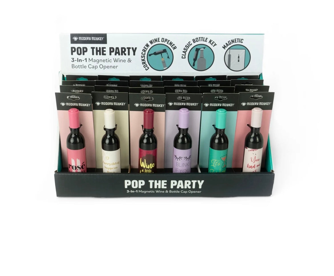 Pop The Party Wine and Bottle Cap Opener