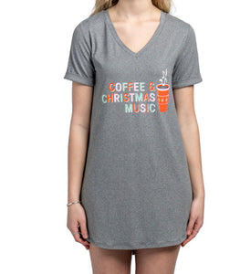 Coffee & Christmas Music Tee Dress