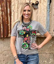 Load image into Gallery viewer, Callie Ann Floral Cross Tee
