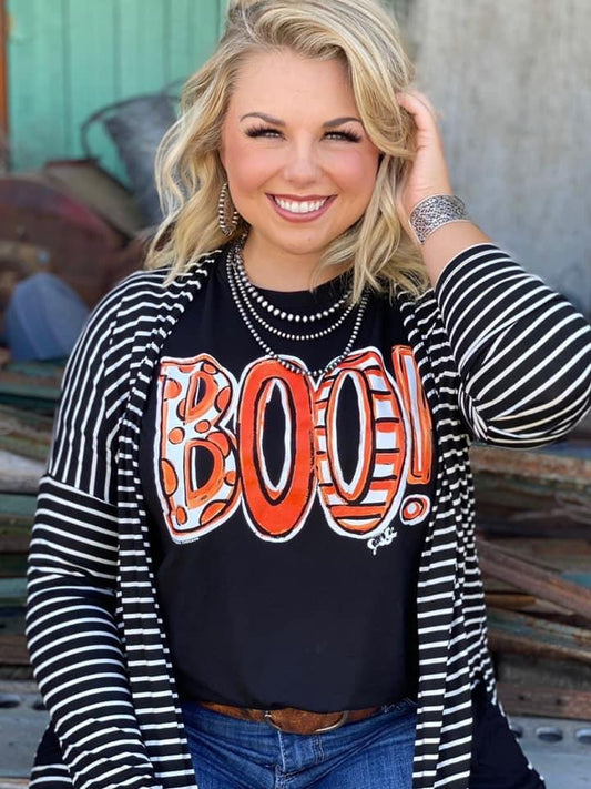 Black and White Stripe Pocket Cardigan